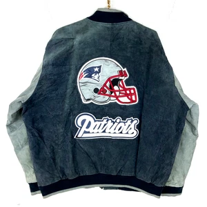 Vintage New England Patriots Leather Varsity Bomber Jacket 2XL Nfl - Picture 1 of 5