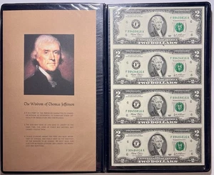 Uncut Sheet of 4 - $2 Notes ~ Series 2003 ~ Fed Res Bank Of Atlanta, Georgia - Picture 1 of 13