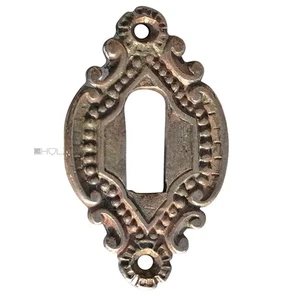 Tür Schlüsselschild antik Perlen alt Schlüsselrosette Messing 63mm - Bild 1 von 1