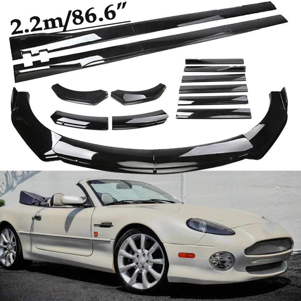 Gloss Black Front Bumper Lip Spoiler Kit 86.6" Side Skirt For Aston Martin DB7 Foto 1 de 4