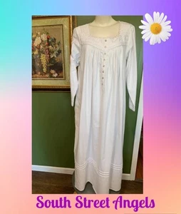 EILEEN WEST ~ WHITE  ~   LONG SLEEVE FLANNEL BALLET LENGTH NIGHTGOWN  SIZE 3X - Picture 1 of 8