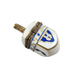 Hanukkah Dreidel Caja Rochard Limoges Francia Peint Principal Porcelana Píldora Baratija - Imagen 1 de 7