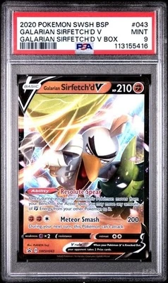 GALARIAN SIRFETCH'D V #43 PSA 9 • 2020 POKEMON SWSH BLACK STAR PROMO BOX 5416 - Image 1 of 2