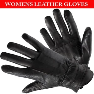 Mujer Cuero Guantes Cálido Invierno Suave de Conducción Forro Polar Talla Negro - Imagen 1 de 7