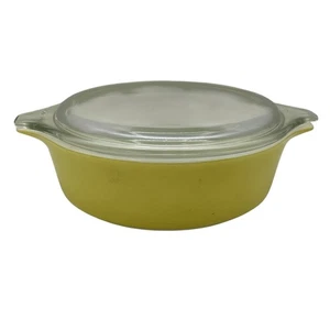 Cazuela redonda vintage Pyrex Sunny amarilla 471-B 1 pinta con tapa EE. UU. - Imagen 1 de 9