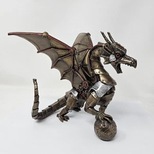 Steampunk Mechanical Dragon Sitting & Holding Sphere Figur Veronese 2015 - Bild 1 von 17