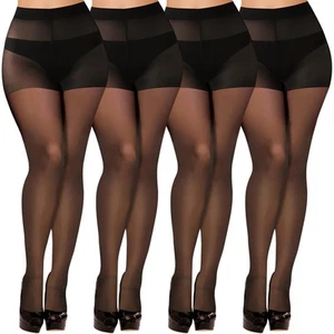 Buauty 4 Pack 20D Sheer Black Tights for WomenBreathable Pantyhose for Women ... - Picture 1 of 7