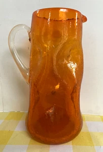 Jarra alta vintage Blenko cristal crujiente hoyuelos Amberina naranja mango transparente - Imagen 1 de 12