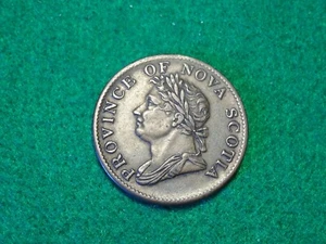 1832 HALF Penny COPPER Token NOVA SCOTIA Canada - Foto 1 di 2