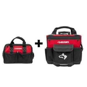 Husky 14 Zoll Rollende Werkzeugtasche mit stapelbaren 12 Zoll Wetterfeste Werkzeugtasche rot - Bild 1 von 14
