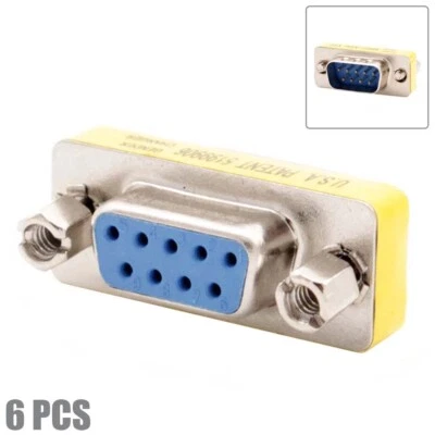 6x DB9 D-SUB 9 Pin RS232 Serial Male to Female Port Saver Adapter Connector Gold - Image 1 of 4