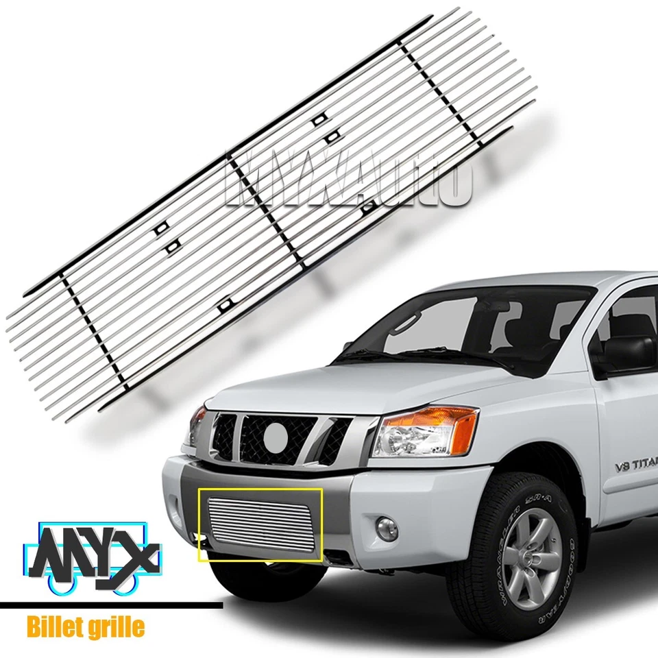 Fits 2004-15 Nissan Titan/04-07 Armada Billet Chrome Front Grille  Bumper Grill - Image 1 of 4