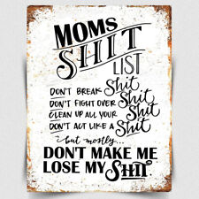 METAL PLAQUE MOMS MUMS Mother SH*T LIST Funny Rules KITCHEN Gift SIGN PRINT