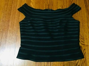 NWOT JS Collection black bandage crop top 14 sexy stretch shirt striped corset - Picture 1 of 3