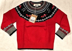 Mini Boden Navidad Camión Suéter Fair Isle Tejido ROJO NUEVO CON ETIQUETAS Nuevo 4-5 - Imagen 1 de 8