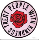 Treat People With Kindness Patch (3") Iron-On Badge Be Kind Love Red Rose Emblem