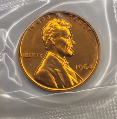 1964 GEM PROOF RED LINCOLN MEMORIAL CENT - ONE COIN - IN CELLO - Image 1 of 4