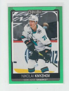 21/22 OPC San Jose Sharks Nikolai Knyzhov Neon Green Border card #334 Ltd #24/50