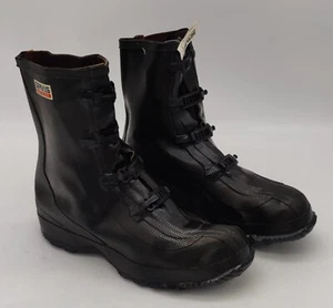 Neu NOS Servus 4 Schnalle Herren schwarz Gummi Überschuh Stiefel Größe 10-Made in USA - Bild 1 von 7