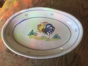 Rooster Ceramic Italy Oval Dish 10"L Italy Handpainted Antica Civilta Artigiana - Picture 1 of 8