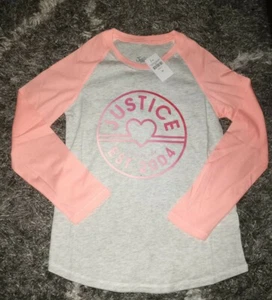 Girls justice long sleeve tee size 6 new white neon ombre logo - Picture 1 of 3