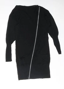 NEXT Womens Black Cotton Blend Pencil Dress Size S Zip - Slash Neck - Picture 1 of 10