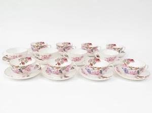Spode 'Chelsea Gardens' Fine Bone China: Set mit 12 Teetassen & Untertassen mit Fuß - Bild 1 von 5