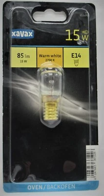 Backofenlampe 15W hitzebeständig bis 300° E14 Birnchenform klar Glühbirne 361226 - Bild 1 von 3