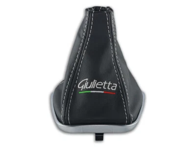 PARA ALFA ROMEO GIULIETTA CAMBIO DE MARCHAS BOTA POLAINA CUERO BORDADO BLANCO bandera Foto 1 de 4