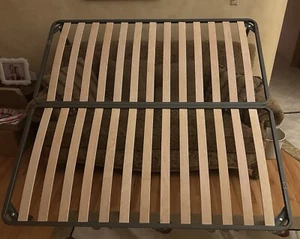 Metal Platform King Boxspring with Wood Slabs Made in Italy ALF Furniture - Picture 1 of 9