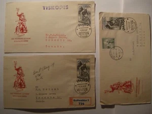 Czechoslovakia.5 FDC's.1957. Cyclists.Motorcycle Race.Sport.To Canada.Registered - Picture 1 of 4