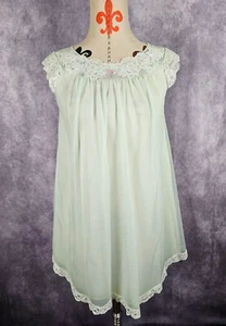 Lencería de Colección Años 70 Shadowline Mujer S Verde Shiffon Nailon Vestido de Noche Encaje Borde En Excelente Condición - Imagen 1 de 11
