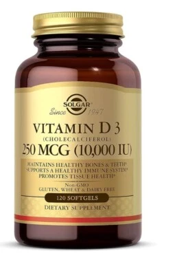Solgar Vitamin D3 Cholecalciferol 250 mcg 10000 IU 120 Softgels - Image 1 of 2
