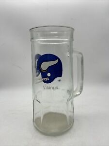 Vintage Fisher Peanuts Minnesota Vikings Helmet Logo NFL Glass Stein Beer Mug