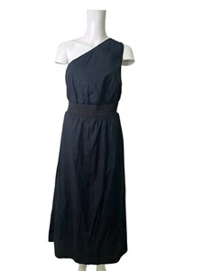 M&S Dress Size 6 Womens NEW Black One Shoulder Cotton Midi EU34 RRP £39.50 - Picture 1 of 12