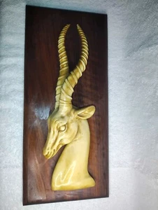 Vintage Italian Alabaster Marble African Impala Wall Plaques WORLD GIFT 1950's - Picture 1 of 10