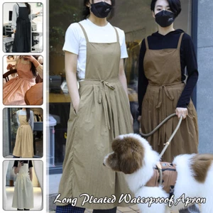 Women Working Waterproof Apron with Pockets Long Pleated Oilproof Garden Aprons - Picture 1 of 23