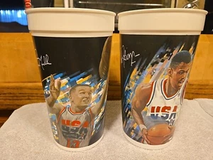 (2) RARE 1992 McDonald's TEAM USA BASKETBALL Cups David Robinson, Chris Mullin - Picture 1 of 1