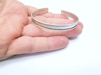 手镯坯袖口可调节手链古董镀银黄铜 8 毫米 G17553 — 第 1/4 张图片