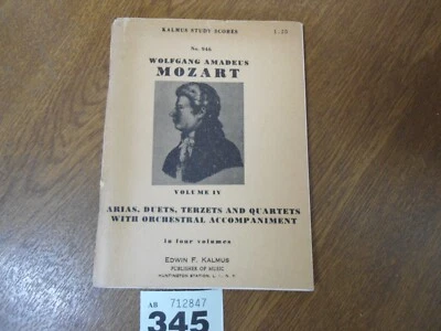 MOZART Arias Duets Terzets Quartets with Orchestra - No.946 Kalmus Study Score - Image 1 of 4