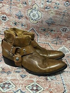 Old Gringo Distressed Brown Leather Ankle Boots Harness Rustic Women Size 8D