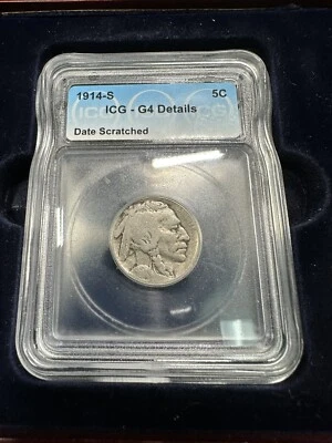 1914-S Buffalo Nickel ICG G4 Details Date Scratched - Image 1 of 2