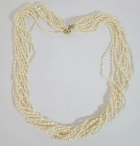 14K & Rice Freshwater Pearl 10 Strand Long Necklace 24 1/4 inch - Picture 1 of 5