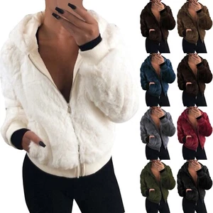 Women's Casual Jacket Winter Warm Long Sleeve Soft Plush Fleece Outwear Overcoat - Picture 1 of 49