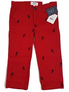 Crown & Ivy Boys Pants Red Embroidered Deer Size 2T Retail $32 - Picture 1 of 7