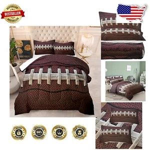 Soft Microfiber Football Comforter Set - 3 Piece Bedding for Full Size Beds - Picture 1 of 10