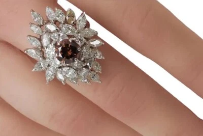 Amazing 5.20 TCW Smoky Quartz & Sapphire Royal Style Wedding Ring In 935 Silver - Imagem 1 de 4