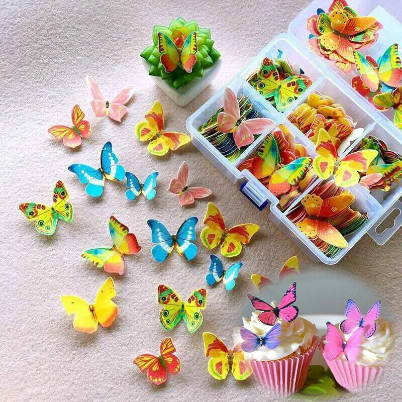 Toppers para Cupcakes Decoración Oblea Arroz Papel Decoración 40 Piezas Mezcla Mariposa Comestible Foto 1 de 4