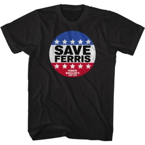 Ferris Bueller's Day Off Save Ferris Red White & Blue Badge Men's T Shirt - Picture 1 of 3
