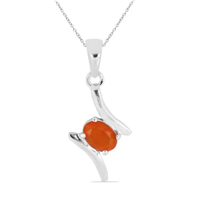 0,72 Carati Arancione Äthiopische Opale Rimorchio 925 Collana IN Argento Welo - Immagine 1 di 4
